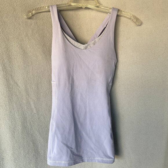 Lululemon Light Lavender Crisscross Back Tank Top with Built-In Bra | Deep V Sty - Picture 1 of 6